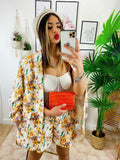 Completo Giacca e Short fiori Arancio