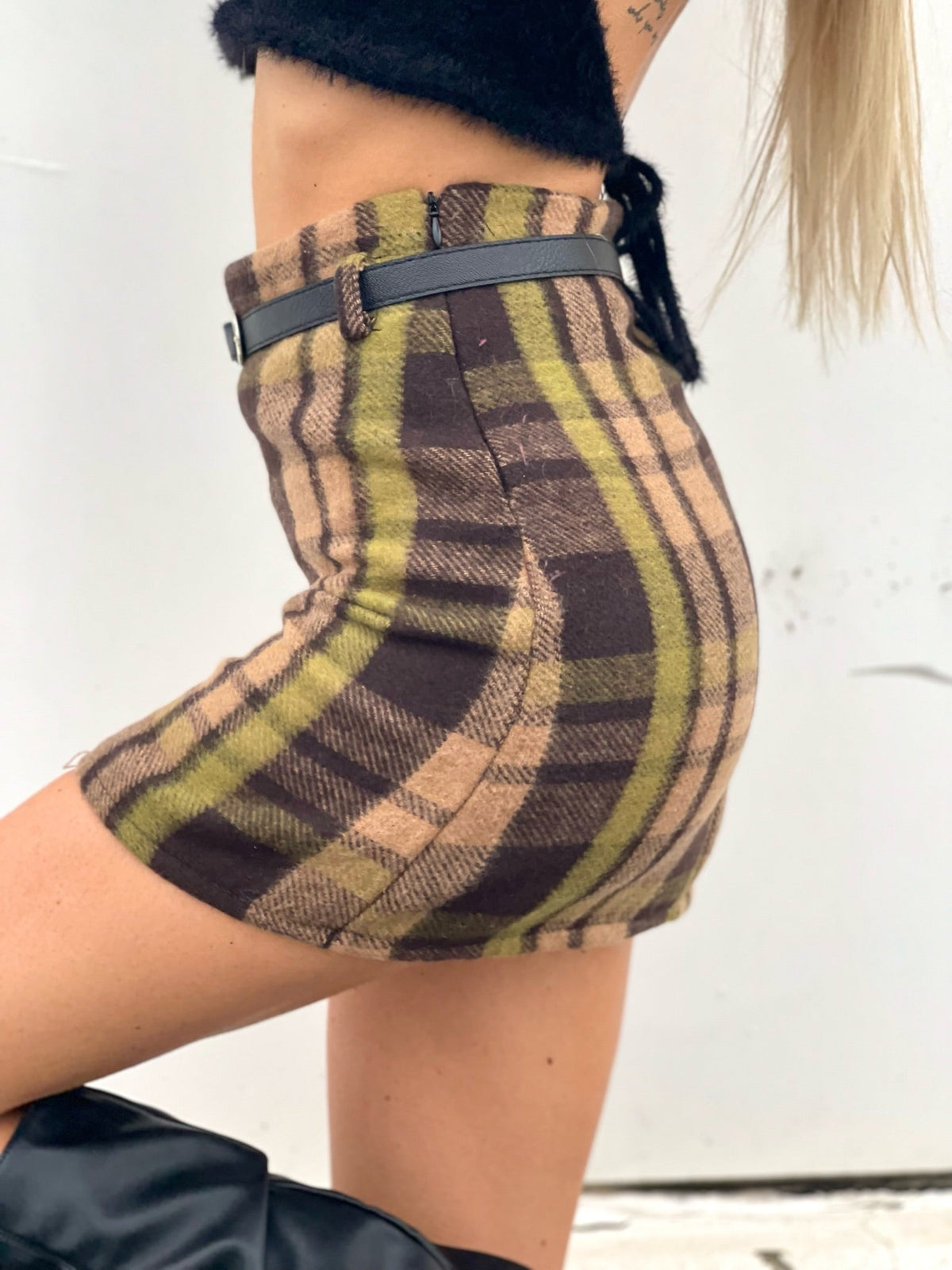 Gonna in tweed dettaglio pistacchio