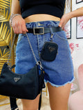 Short di jeans con borsetta