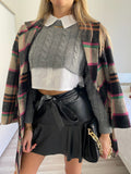 Pull crop a trecce grigio