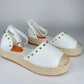 Espadrillas platform basso con borchie white