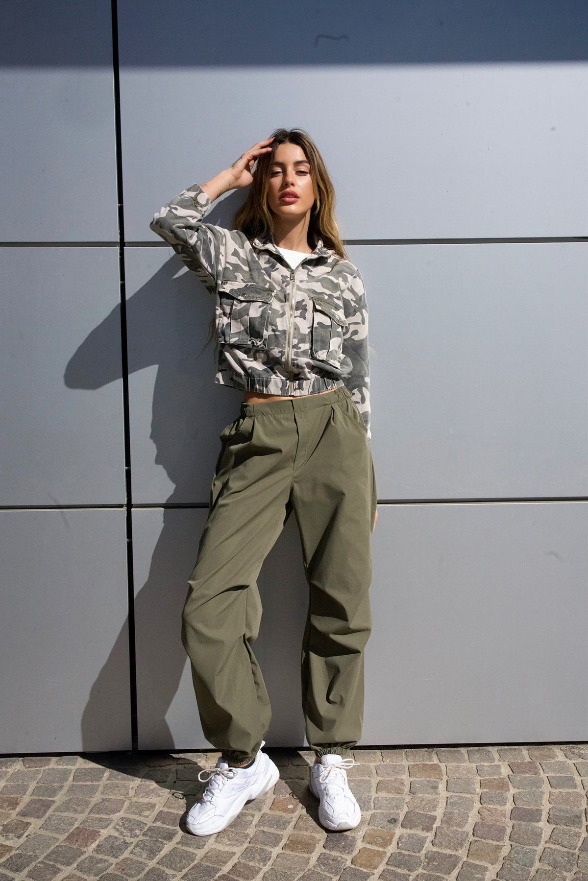 Giacchino in jeans verde militare