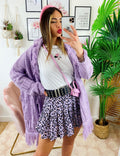 Cardigan sfrangiato lilla