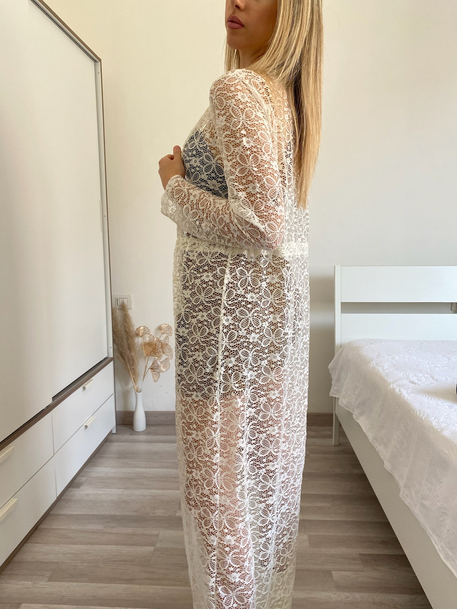 Kimono in pizzo bianco