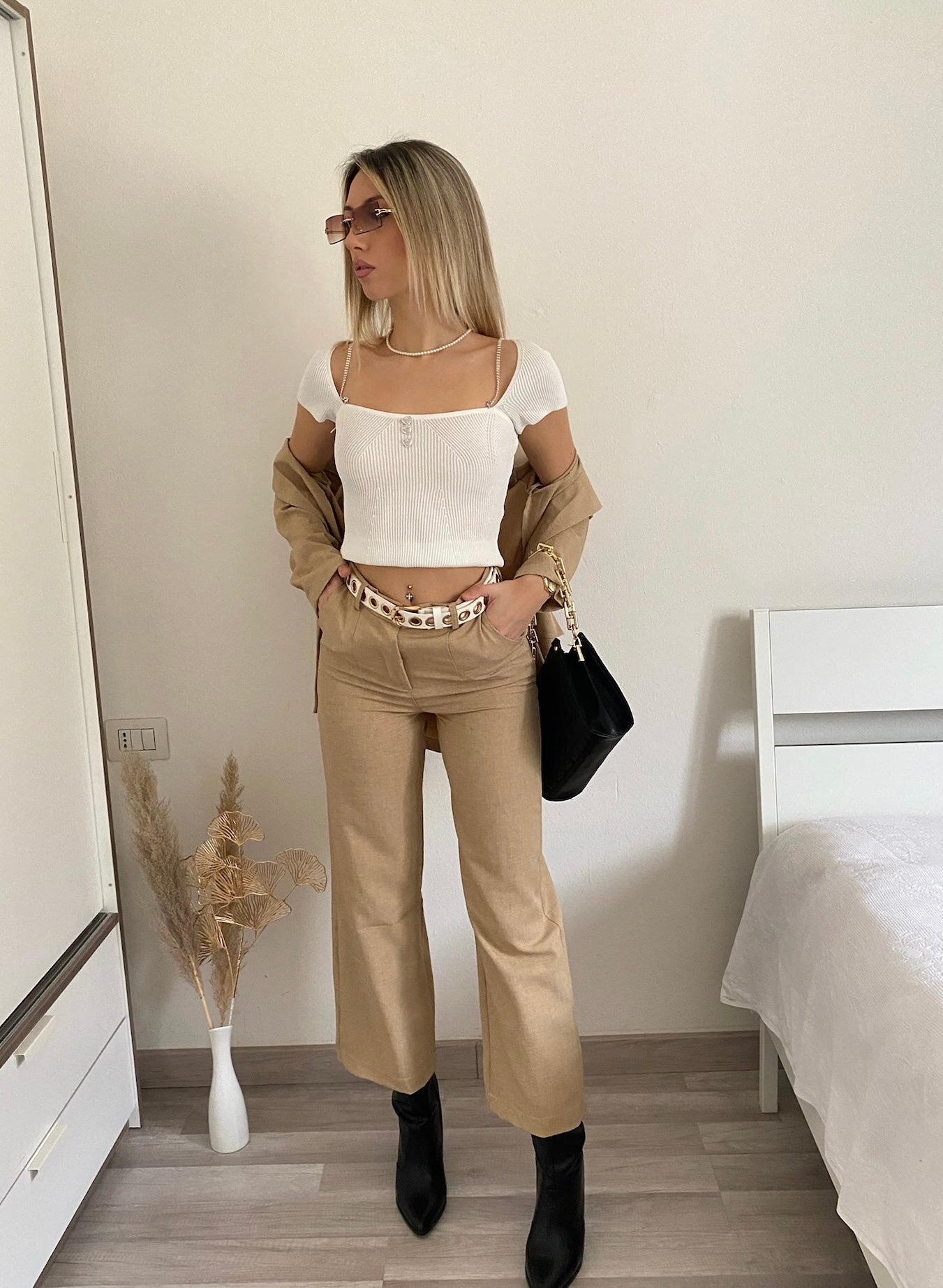 Completo giacca e pantalone beige