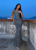Abito a sirena glitter argento