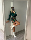 Maglia crop con piume Verde bottiglia