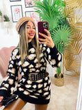 Maxi maglione morbidissimo con cuori Nero