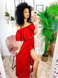 Completo top e gonna rosso