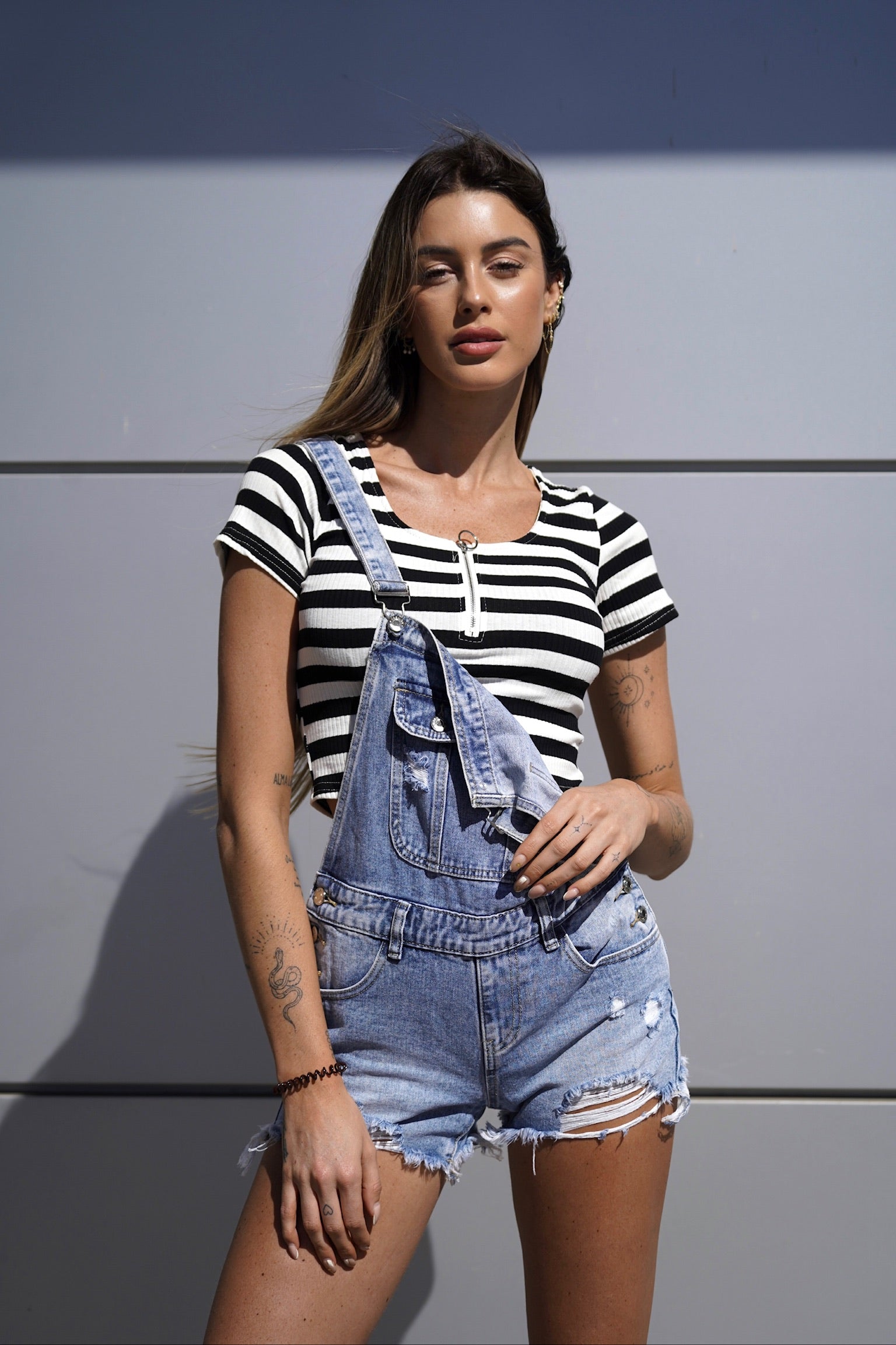 Maglia crop a righe