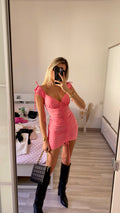 Abito rosa barbie con arricciatura