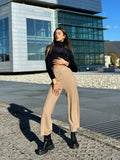 Pantalone di lana ampio beige