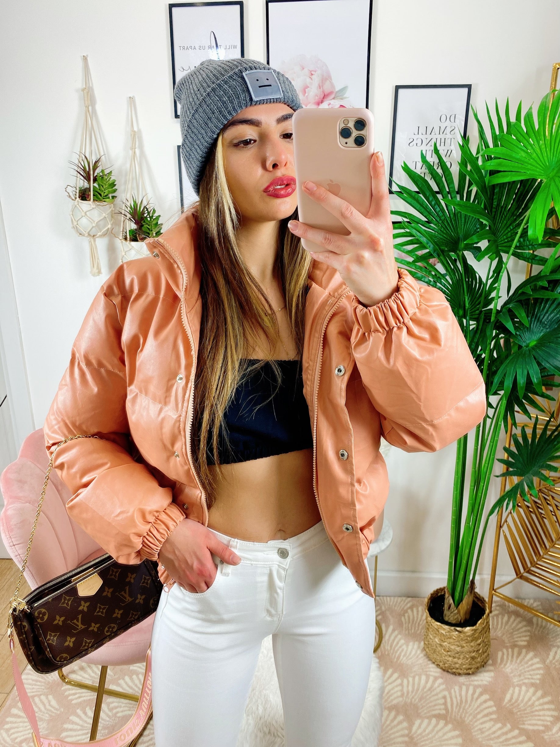 Bomber crop rosa