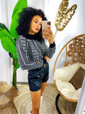 Maglione a collo alto nero bianco