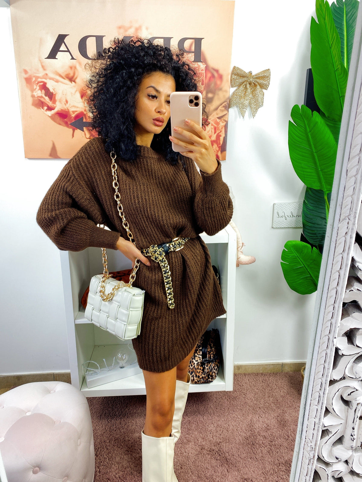 Abito in maglia Marrone