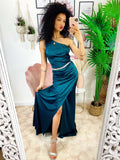Dress Lungo a sirena monospalla verde bottiglia