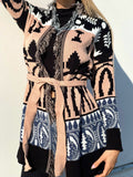 Cardigan con frange e cinta dettaglio Cipria