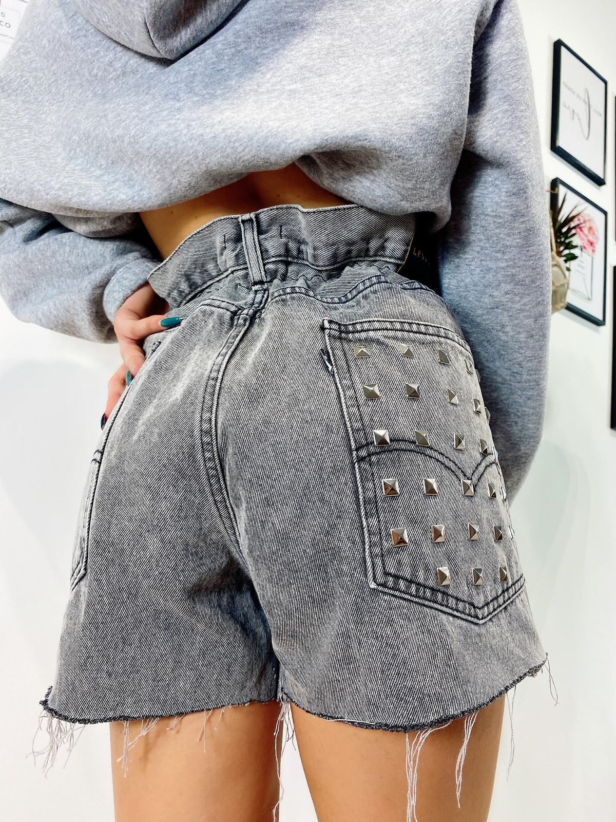 Short Levi’s Vintage con Borchie bagno grigio