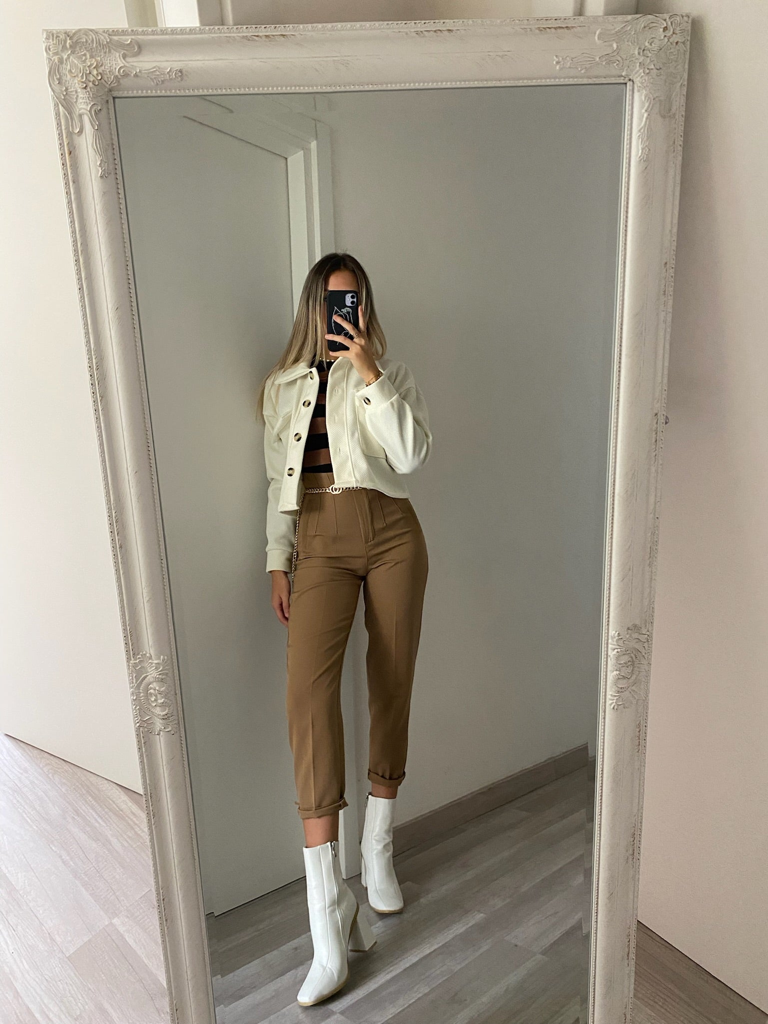 Pantalone vita alta Camel
