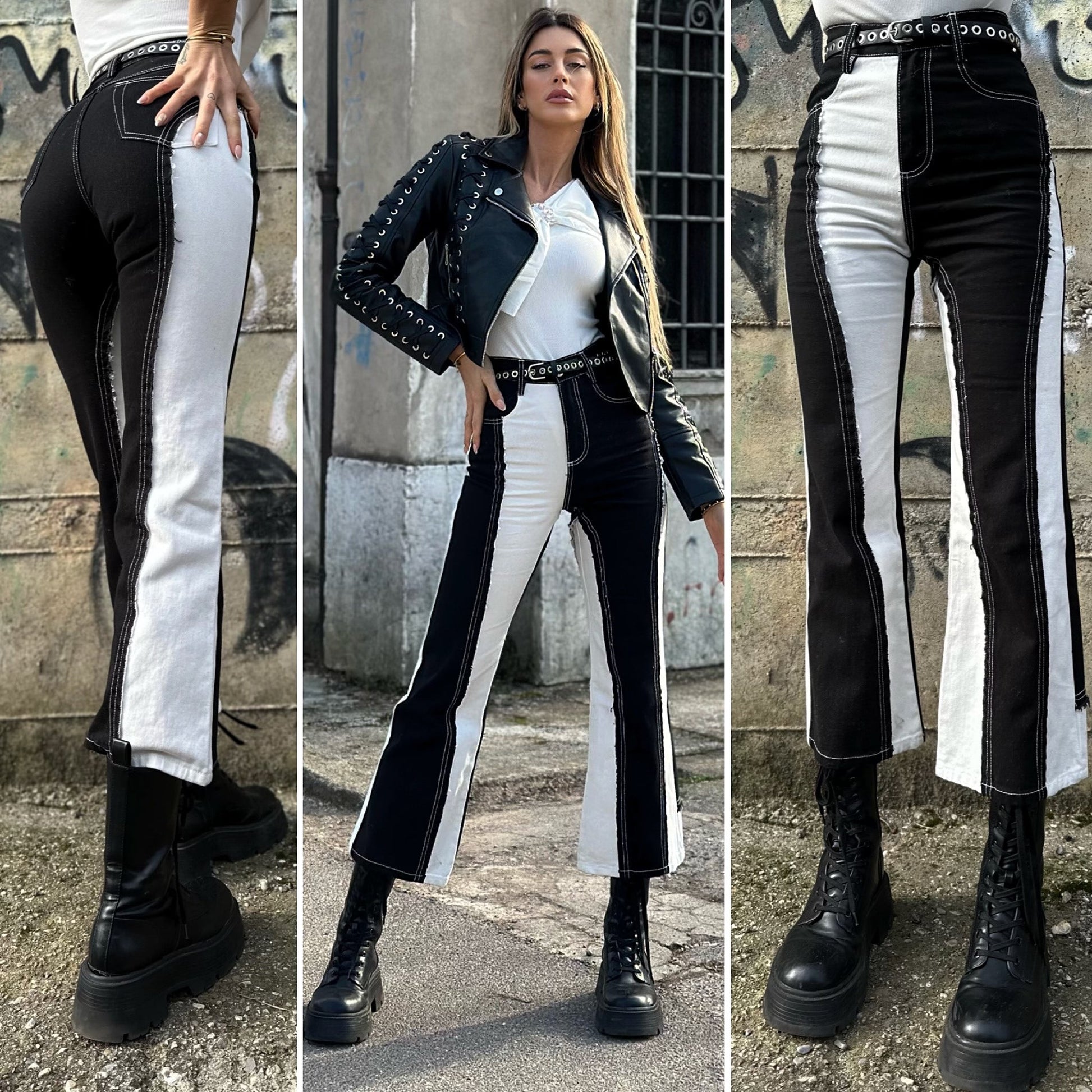 Jeans bianco nero