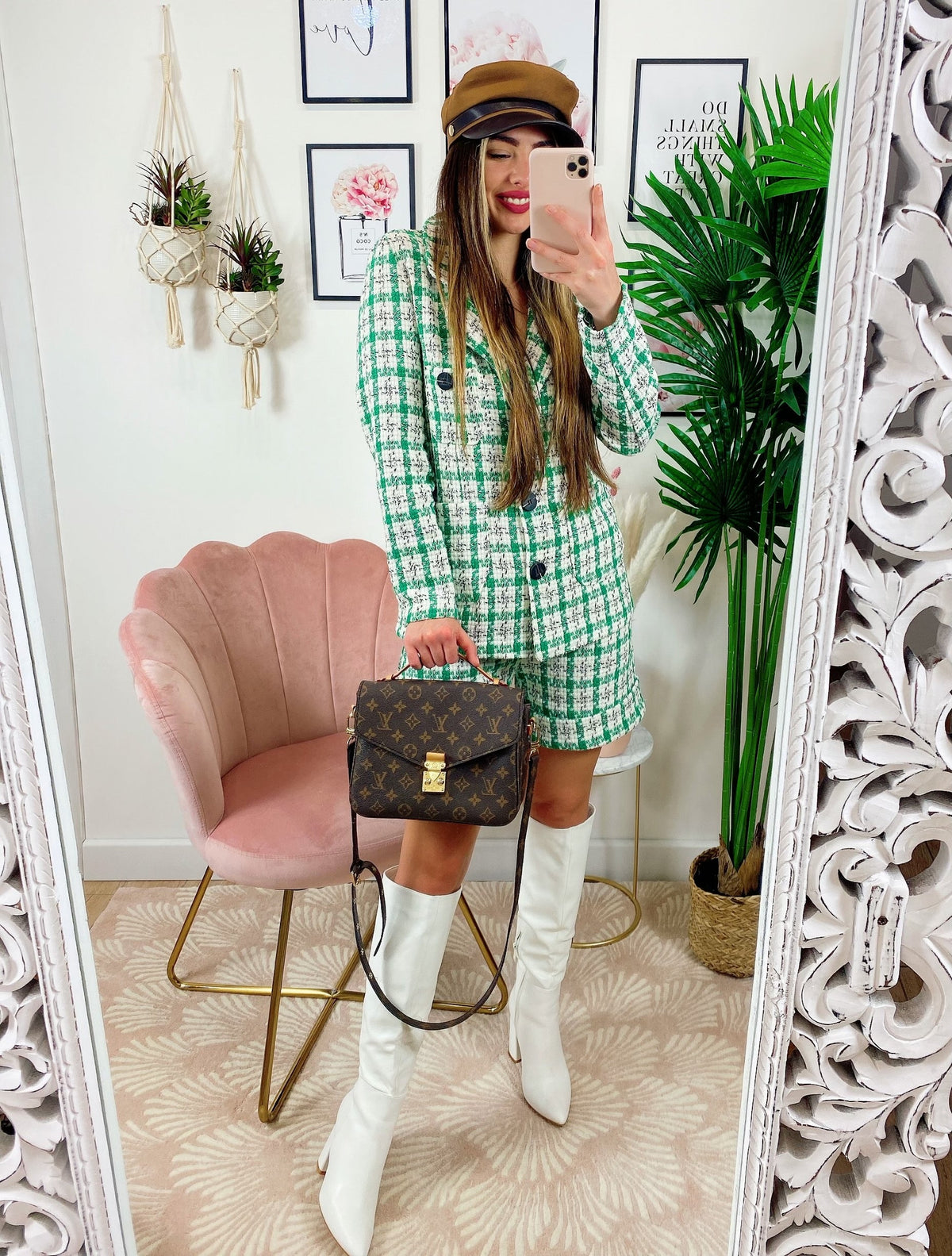 Completo Short e giacca pied de poule menta