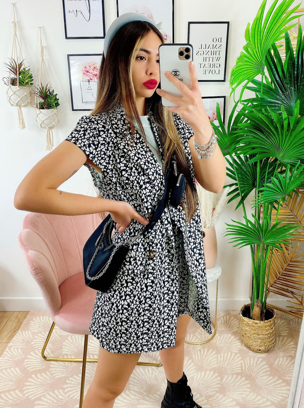 Completo Short e Smanicato Fantasia Bianca Nera