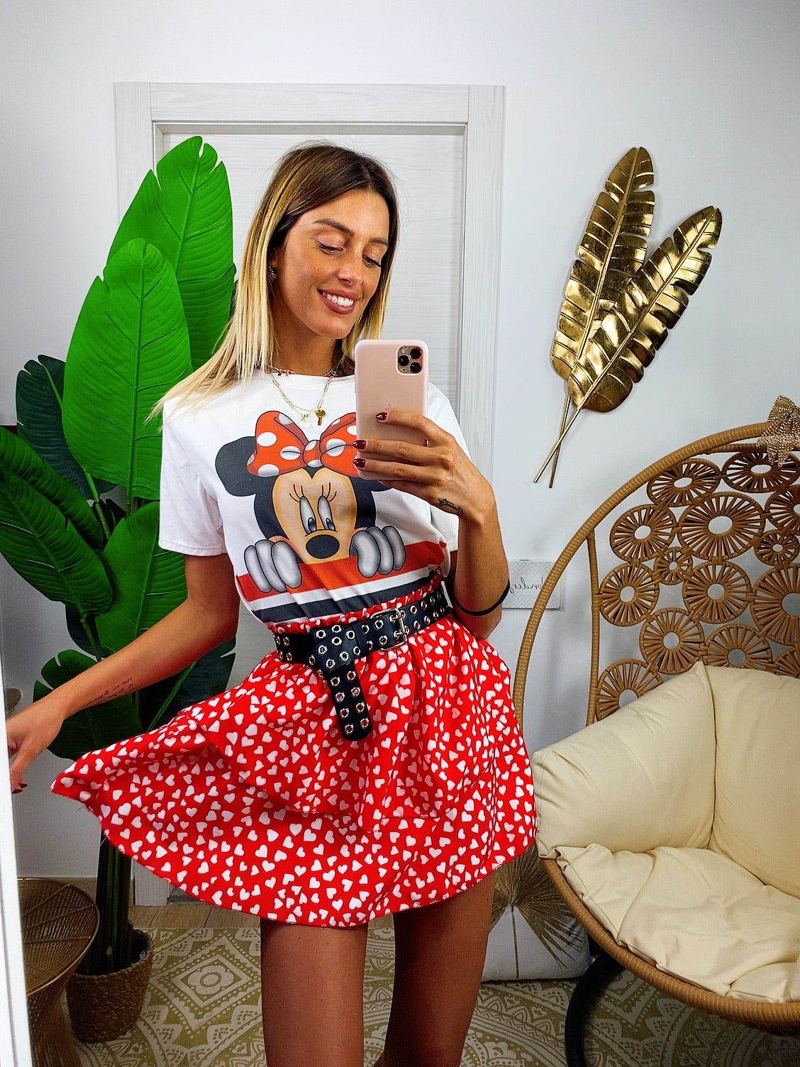 Gonna con balza e cuori