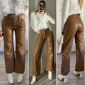 Pantalone cargo in ecopelle nude