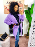 Cardigan lungo morbido lilla