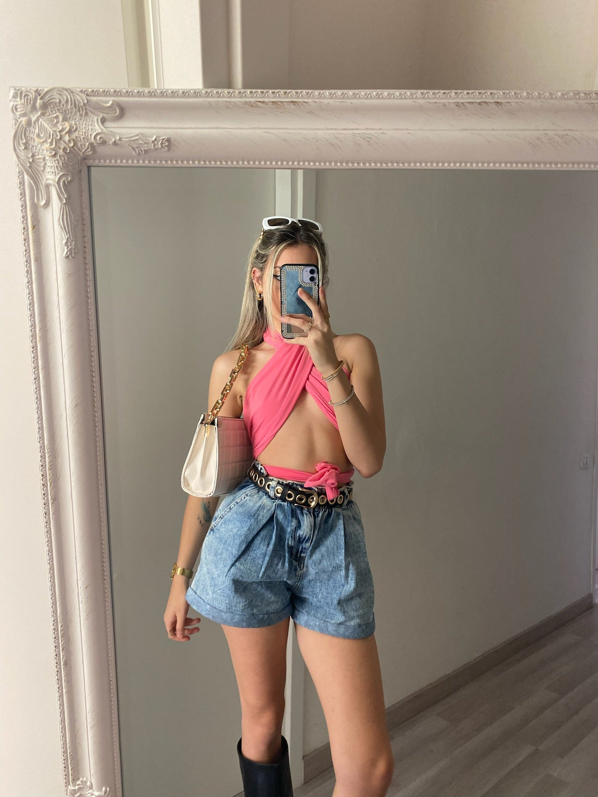 Top a fascia rosa barbie
