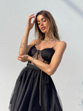 Abito corto in tulle nero