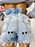 Short Levi’s Vintage con stampa topolino sfrangiato chiaro