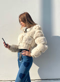 Giaccone beige con pelo morbidissimo