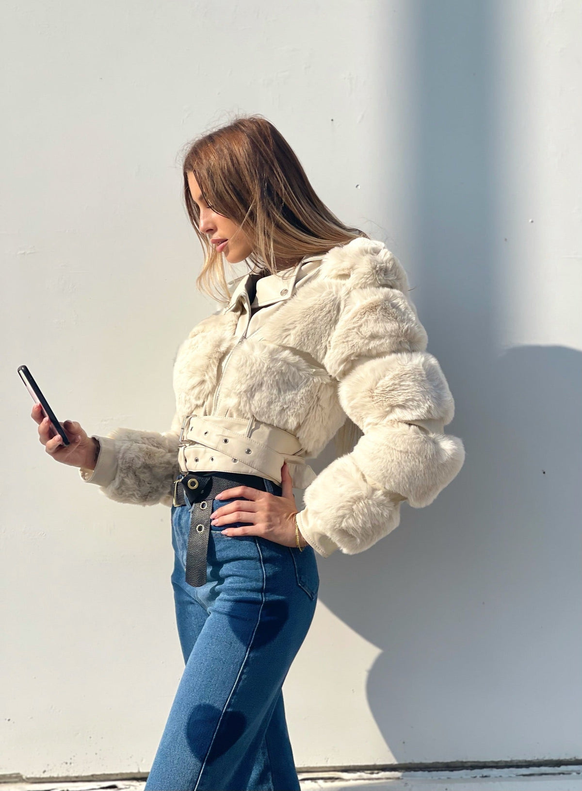 Giaccone beige con pelo morbidissimo