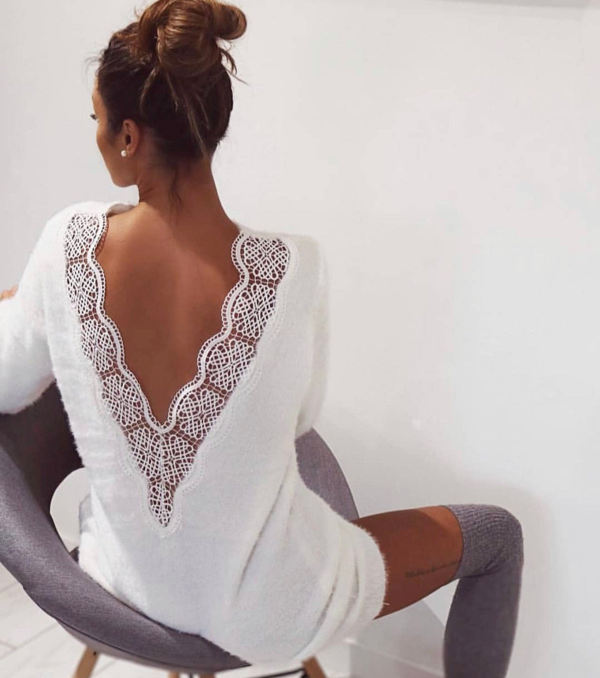 Abito in maglia Reversible bianco