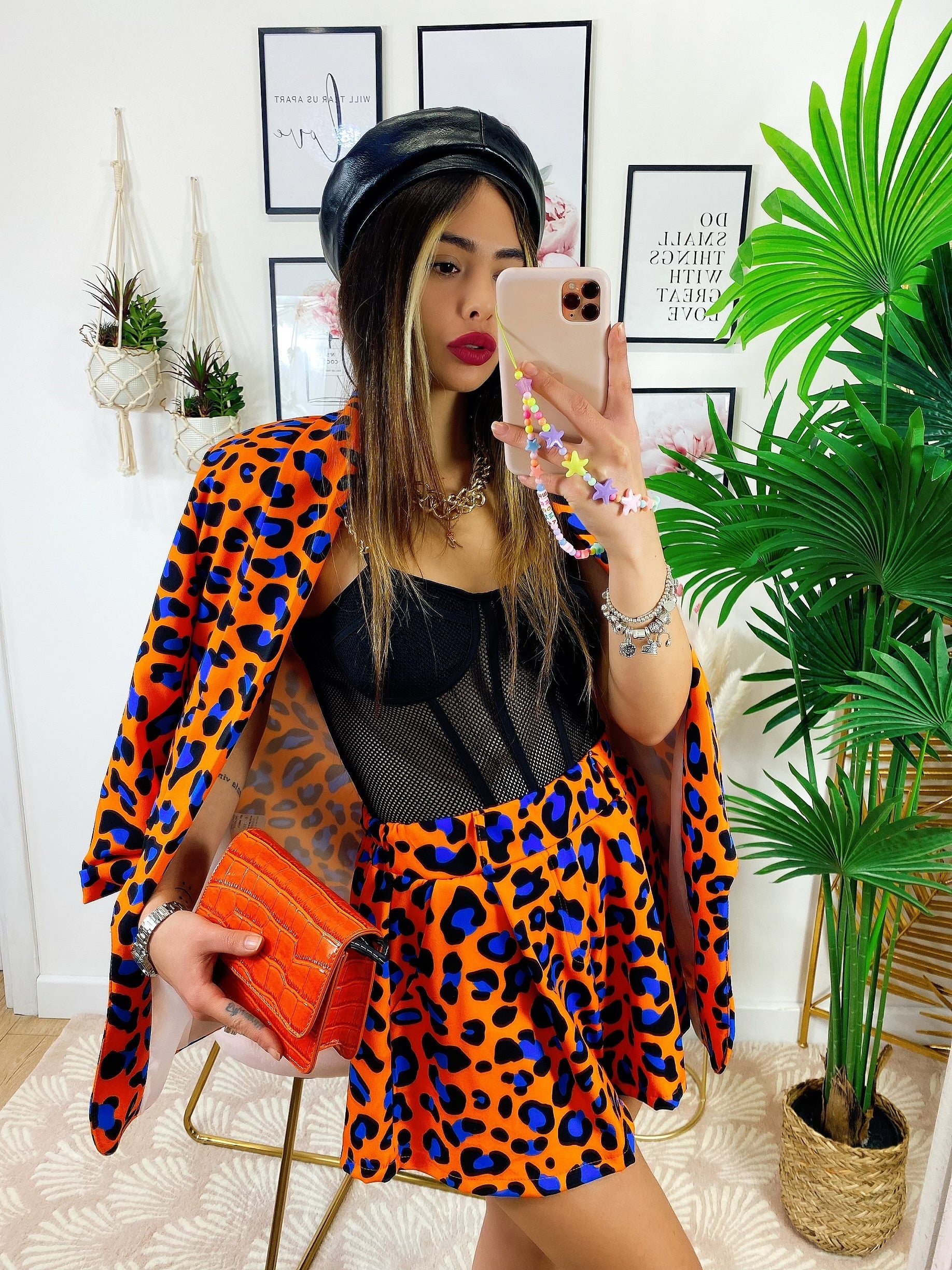 Completo Giacca e short maculato Arancio