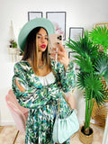 Kimono base floreale verde