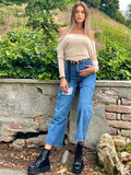 Top beige morbido con scollo
