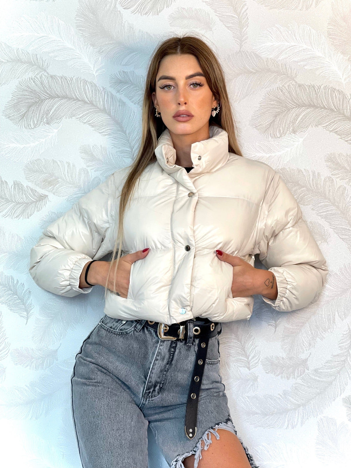 Piumino Crop beige