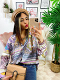 Camicia etnica sfumature lilla