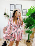 Kimono ad abito stampa cavallo Rosa