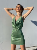Abito lux green schiena aperta