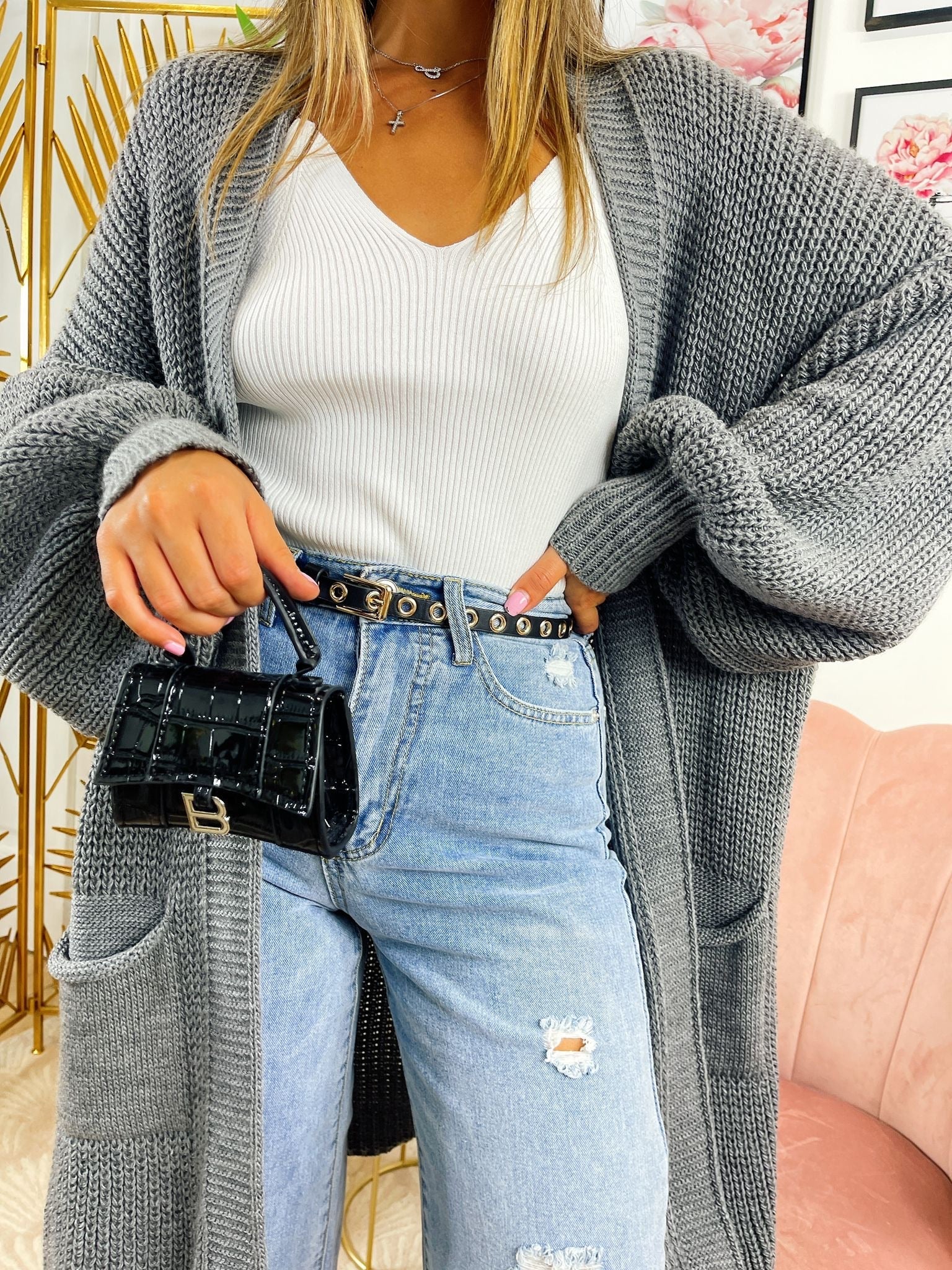 Cardigan lungo grigio