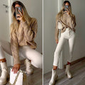 Pantalone vita alta panna