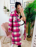 Giacca a quadri lunga Fucsia