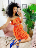 Abito in tulle a balze Venere Arancio