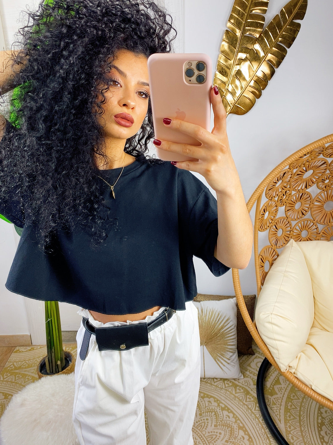 Maglia a top crop nera
