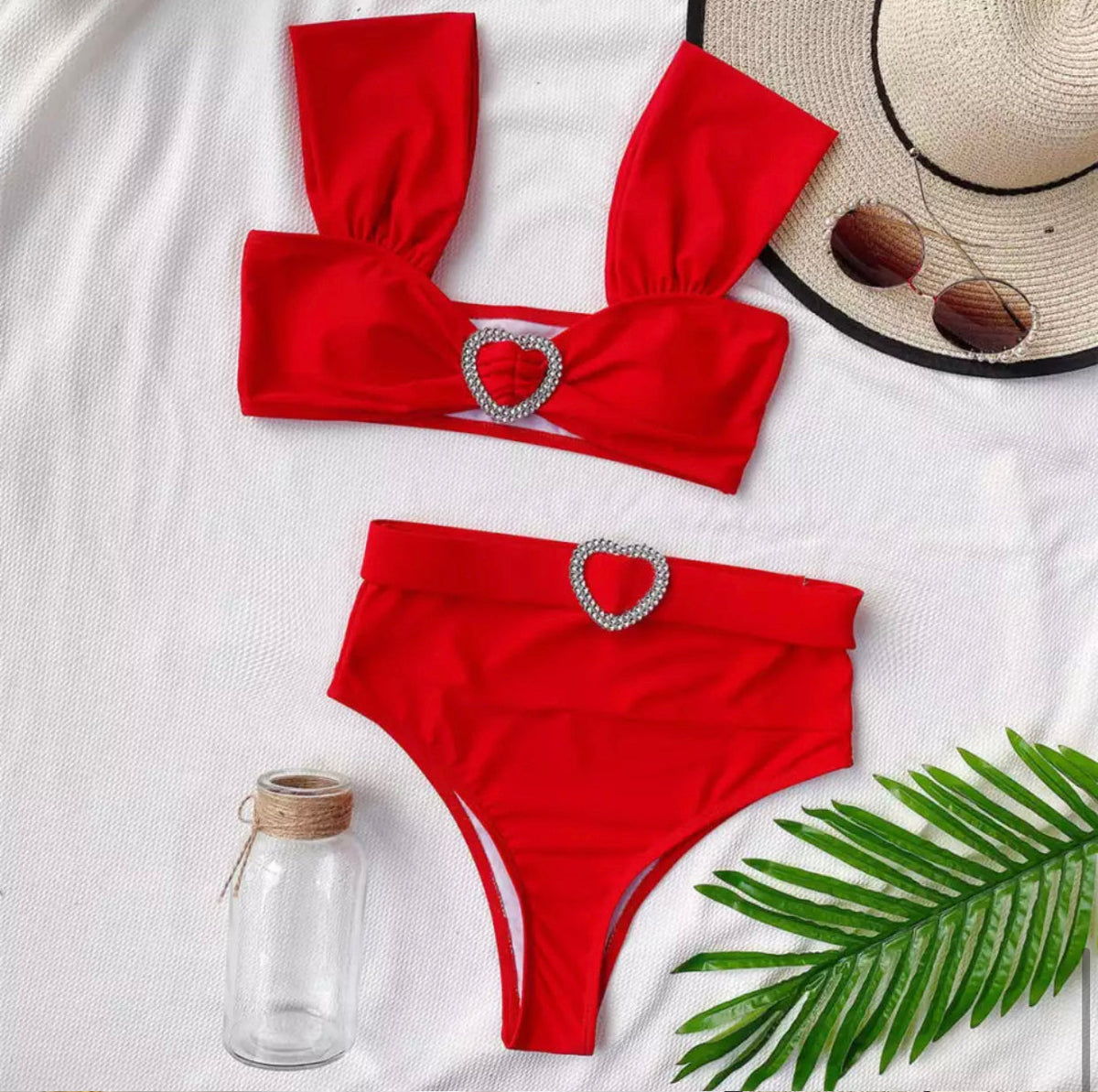 Bikini love vita alta Rosso
