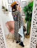 Maxi cardigan a fantasia maculato