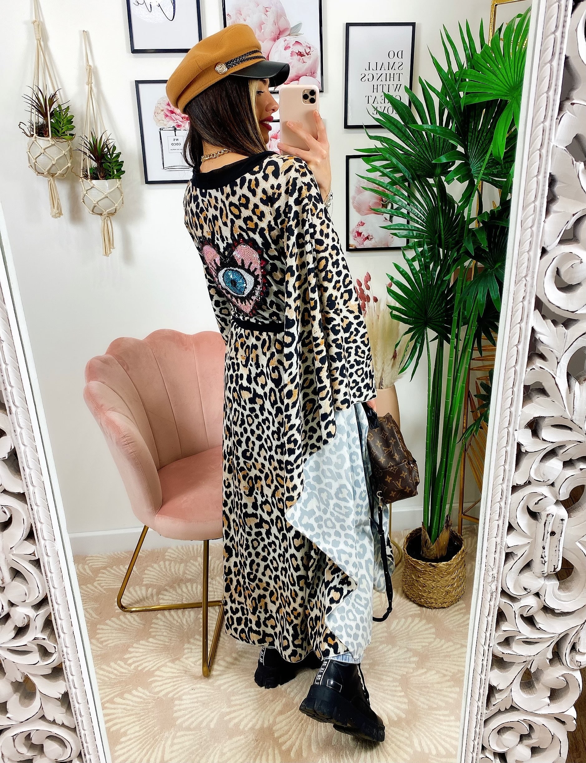 Maxi cardigan a fantasia maculato